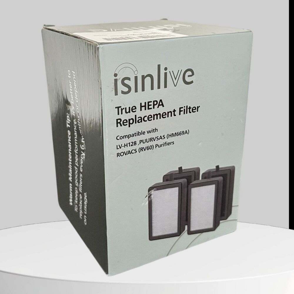 isinlive 4 Pack LV-H128 Replacement Filter Comp with LEVO Premium True HEPA Fil.
